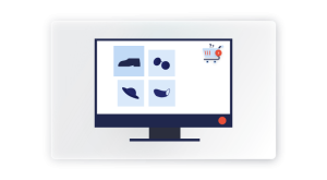 illustration of monitor with webshop building