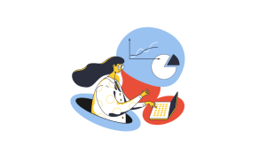 illustration of woman working on laptop
