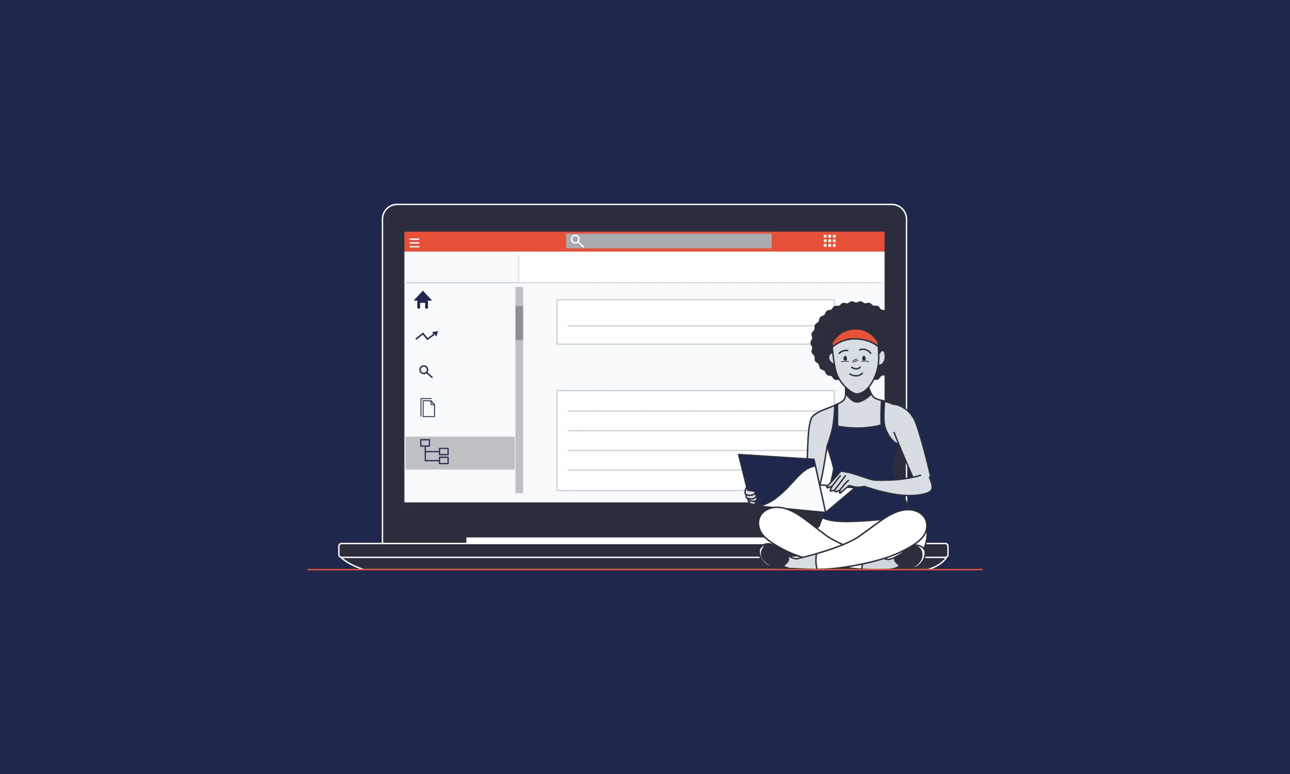 illustration of woman working on her laptop