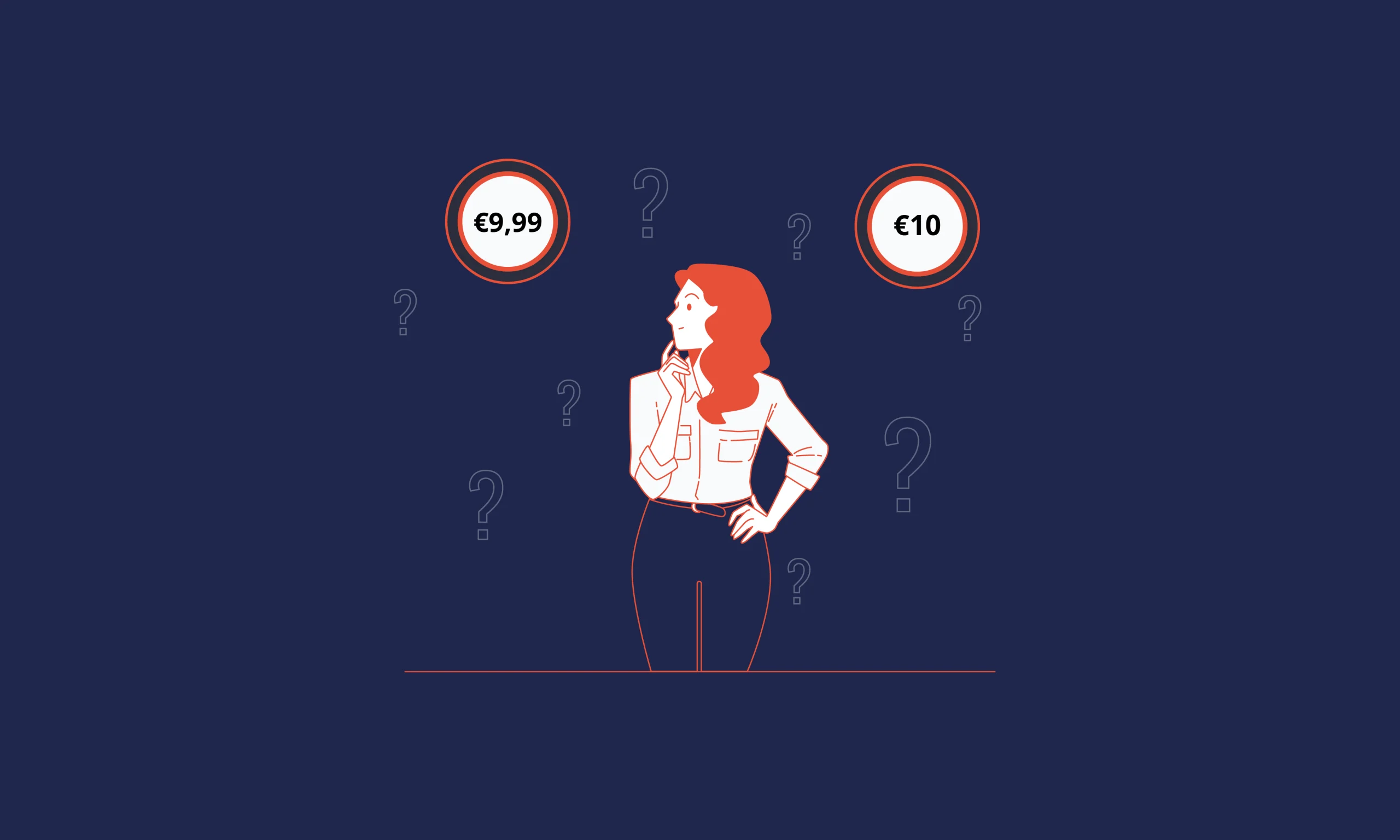 illustration of woman thinking about odd-even prices