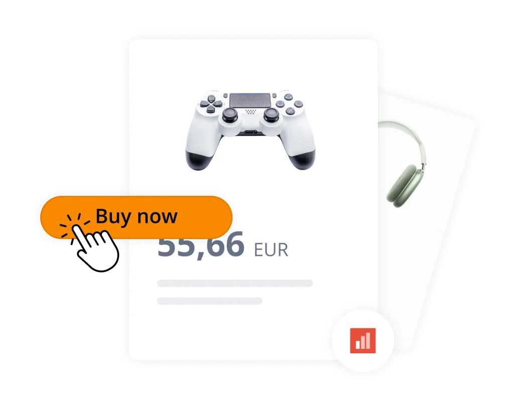 Graphic with a finger clicking the buy button
