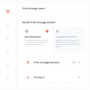 screenshot from priceshape platform on setting a pricing strategy