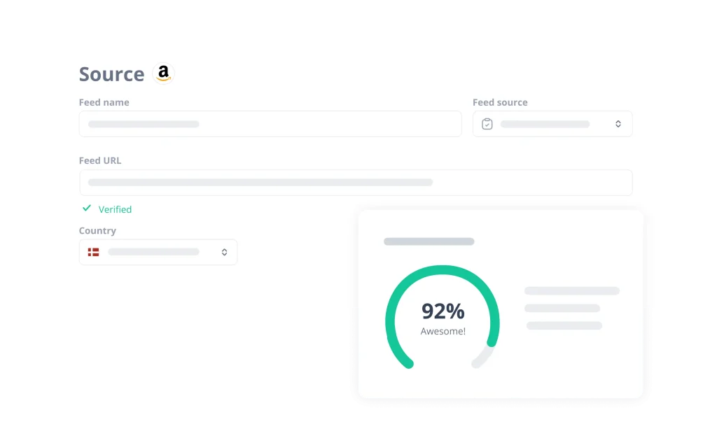 Screenshot of creating a feed for amazon