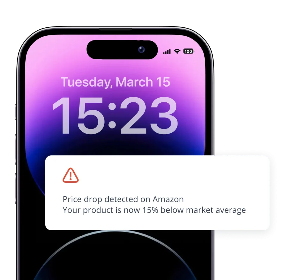 Mobile showing price alert notification